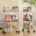 2/3 Tiers Rolling Cart Storage Shelf Transparent Acrylic Trolley Mobile Shelf with Wheel Multi-Layers Storage Rack. 