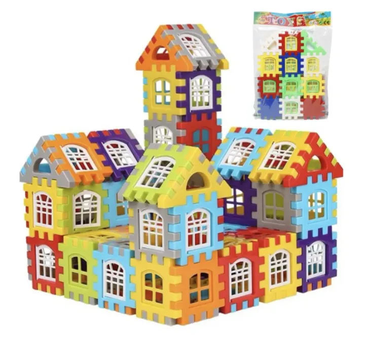24pcs/lot Baby Paradise House spelling puzzled plastic blocks City DIY Creative Model Figures Educational Kids Toys