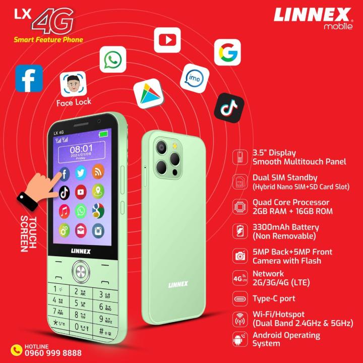 Smart phone with batton and touch screen What's app and all smartphone facilities linnex 4X  4G Mobile