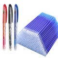 52Pcs/Set Gel Pen Erasable Refill Rod Erasable Pens 0.5mm Blue Black Washable Handle School Writing Stationery Gel Ink Pen. 