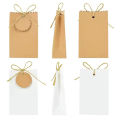 10/20/30pcs Retro Kraft Paper DIY Bag White Brown Cookie Wedding Favor Candy Box Food Packaging Bag With Rope Birthday Deco.