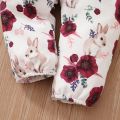 0-18Months Baby Girl Clothes Set Red Color Long Sleevs Bodysuit + Flower Strap Pants 2PCS Infant Girl New Years Clothing Suit.
