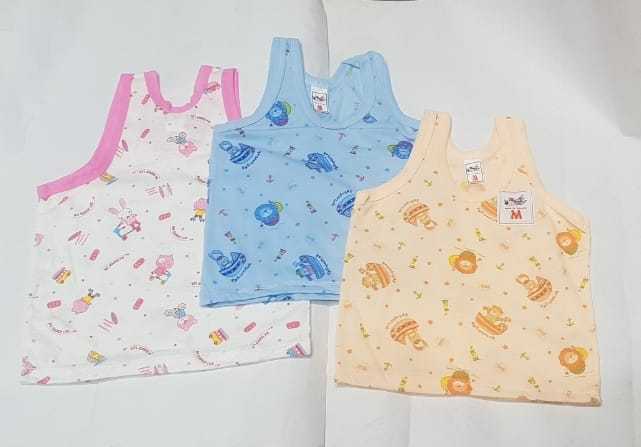 Baby Pure Cotton Printed Regular Fit Sando Innerwear  Kids Vest Infants Sleeveless Undershirts for Cute Boys Girls Pack of 4 (For 1 Year Baby)