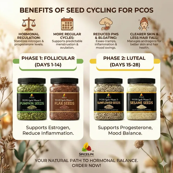 PCOS%20Seed%20Cycling%20Kit%20(400g%20Bundle)%20-%20Pumpkin,%20Sunflower,%20Flax%20&%20Sesame%20Seeds%20(100g%20Each)%20for%20Hormonal%20Balance%20&%20Irregular%20Periods%20-%20Image%204
