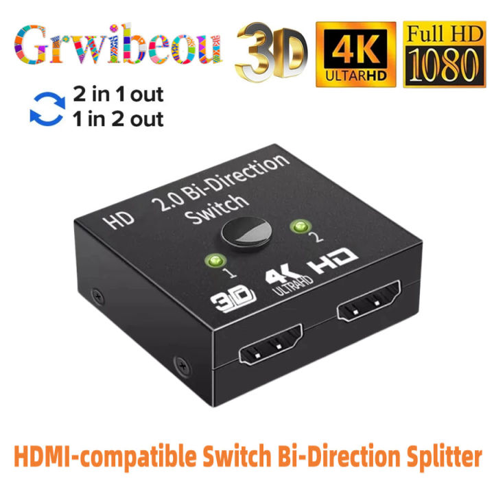 HDMI-compatible Switch Bi-Direction 2.0 Splitter 1x2/2x1 Adapter 1 in 2 out / 2 in 1 out  Converter for PS4/3 TV Box 4K Switcher