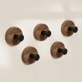 1-4pcs Wall Walnut Wood Hooks Self-adhesive Key Towel Hanger Rack Bathroom Robe Hangers Towel Coat Storage Holder Kitchen Hooks. 