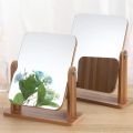 Dresser Vanity Mirror with Natural Wood Stand, 1x 360 Degree Rotating Magnifying Mirror, Portable Table Countertop Mirror Bathr. 