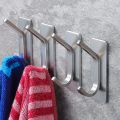 4pcs Towel Hooks Self Adhesive Bathroom Hooks 304 Stainless Steel Bathrobe Hooks  Storage Hanger Strong Adhesion Stick Wall Hook. 
