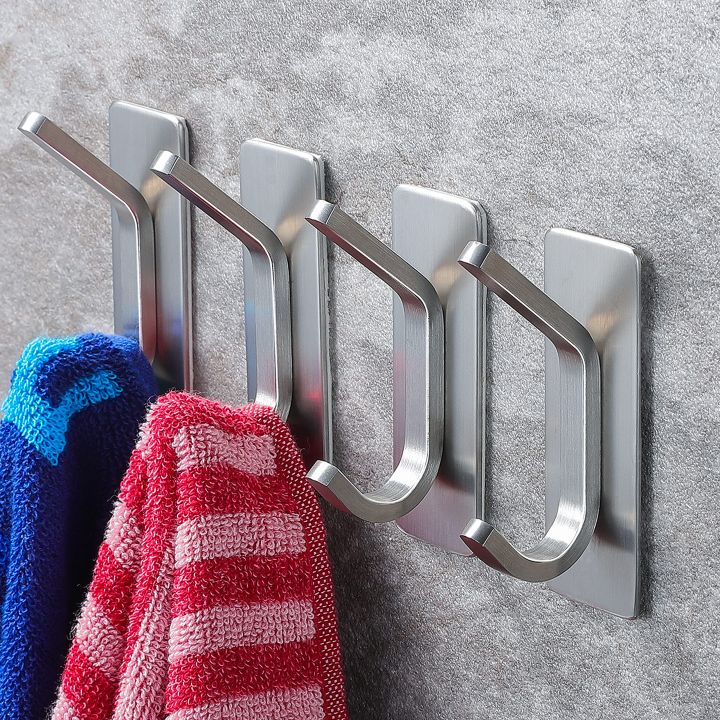 4pcs%20Towel%20Hooks%20Self%20Adhesive%20Bathroom%20Hooks%20304%20Stainless%20Steel%20Bathrobe%20Hooks%20%20Storage%20Hanger%20Strong%20Adhesion%20Stick%20Wall%20Hook%20-%20Image%202