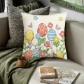 45x45cm Happy Easter Cushion Cover Cute Flower Eggs Pillow Cover Easter Egg Pillowcase Home Decorative Throw Pillow Case. 