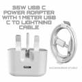 I-phone Charger Folding 25 Watt/35 Watt Power Adapter With USB-C To Lightning Cable For I-phone X To 14 Pro Max. 