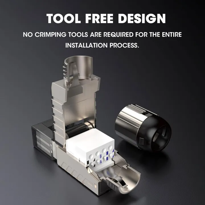 ZoeRax%202-Pack%20RJ45%20Connectors%20Tool%20Free%20Cat%208,%20Cat8%20Field%20Termination%20Plug%20Shielded%20RJ45%20Modular%20Plugs%20for%202000MHz%202GHz%2040G%20-%20Image%203