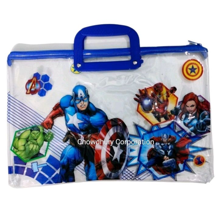Beautiful Printed Transparent Handle File Bag / School & Office File Bag / Documents Carrier File Bag
