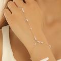 Pearl Finger Ring Bracelet for Girls and Women Wearing Wedding Dating Travelling Party. 