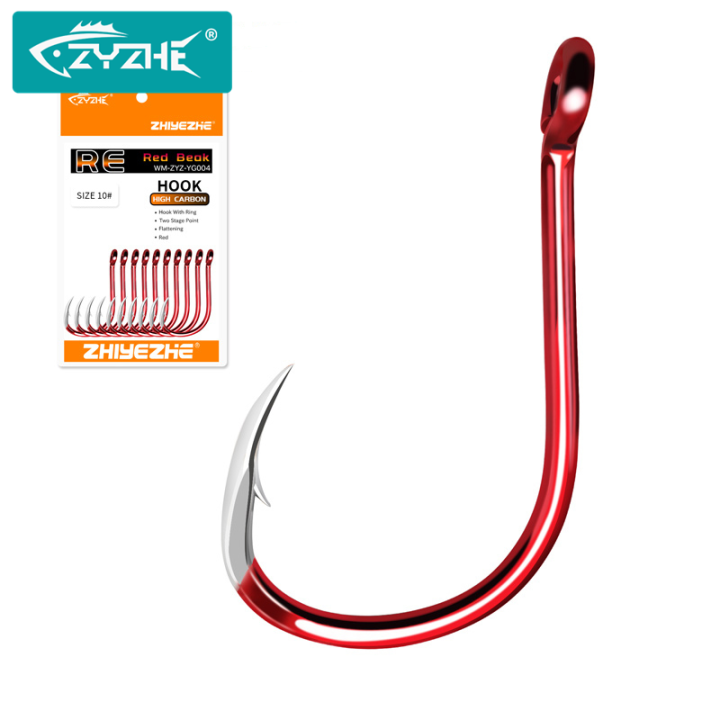 ZYZHE%208-35Pcs/Bag%20Red%20Fishing%20Hooks%2016%20Sizes%20%20Triangular%20Hook%20Tip%20Offset%20Barbed%20Sea%20Fishhook%20Circle%20Fishing%20Hooks%20Tackle%20-%20Image%202
