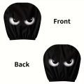 2PCS Funny Slanted Eyes Cartoon Print Car Pillowcase Cover Soft Comfortable Automobile Auto Seat Headrest Washable Fabric.