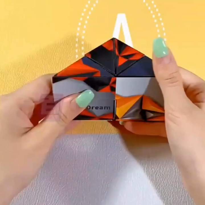 New 3D Shape Shifting Magnetic Cube Puzzle | Anti-Stress Hand Flip Cube Toy | Triple Dimensional Brain Training Puzzle | Professional Speed Variety Cube for Anxiety Relief, Kids Learning, Office Desk Fun, Travel Companion, and Creative Play