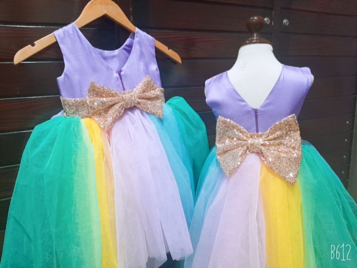 baby%20girl%20fancy%20frock%20unicorn%20birthday%20dress%20sequin%20frock%20multi%20color%20-%20Image%204