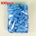 Women's Disposable Shower Cap, Plastic Waterproof Head Cover, Pink Spa Salon, Hotel Hair Dye, Elastic Hair Cap, 100 Pieces/set. 