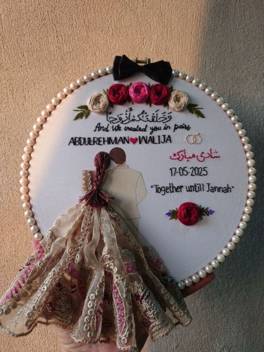 Customized%20Shadi%20Mubarak%20Hand%20Embroidery%208-Inch%20Wooden%20Frame%20%7C%20Personalized%20Wedding%20Gift%20-%20Image%205