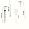 12-piece perfume dispenser set - 2 syringes, 2 pipettes, 2 perfume separators, 2 converters, 2 funnels, 2 spring-loaded pipettes. 