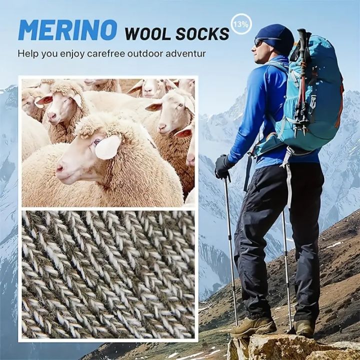 5%20Pairs%20Merino%20Wool%20Mid-Calf%20Socks%20for%20Men%20And%20Women%20Winter%20Thermal%20Thickened%20Lined%20Outdoor%20Sports%20Towel%20Sock%20For%20Hiking%20Camping%20-%20Image%205