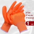 Full Pvc Coated Construction Safety Hand Gloves Industrial | Domestic Hand Gloves- Orange. 