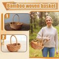 Handmade Willow Rattan Woven Basket Wicker Multiuse Home Storage Container With Handle Flower Basket Picnic Container. 