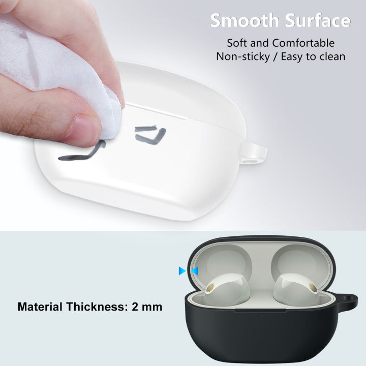 For%20%20WF-1000XM5%20Case%20Cover%20Smooth%20Surface%20Comfortable%20Soft%20Silicone%20Vogue%20Simple%20Style%20WF%201000xm5%20%20Protective%20Case%20with%20Hook%20-%20Image%204