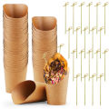 50Pcs French Fries Holder Disposable Kraft Paper French Fry Cup Charcuterie Cup Snack Dessert Potato Chips Box Party Supplies. 