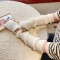 Fingerless Mittens Women Knitted Gloves Cosplay Anime Gloves Winter Arm Warmers Punk Gothic Harajuku Knit Mitten Arm Sleeves.