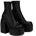 Women New Fashion Short Boots Women  Leather Boot Square toe casual Zipper high heels Casual thick soled women shoes Zapatos. 