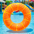 1PC Inflatable Thickened Orange-Shaped Pool Float, Summer Adult Orange Swim Ring for Beach and Pool Parties.
