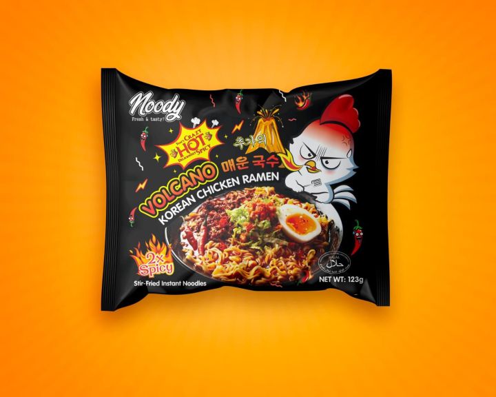 Noody Korean Volcano Chicken Ramen Hot & Spicy 2X Noodles