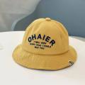 [Ready to ship] baby bucket hat Children 3 months-18 months round head: 48-49 cm plain cotton hat with embroidery letter ohaier Fashion Cap. 