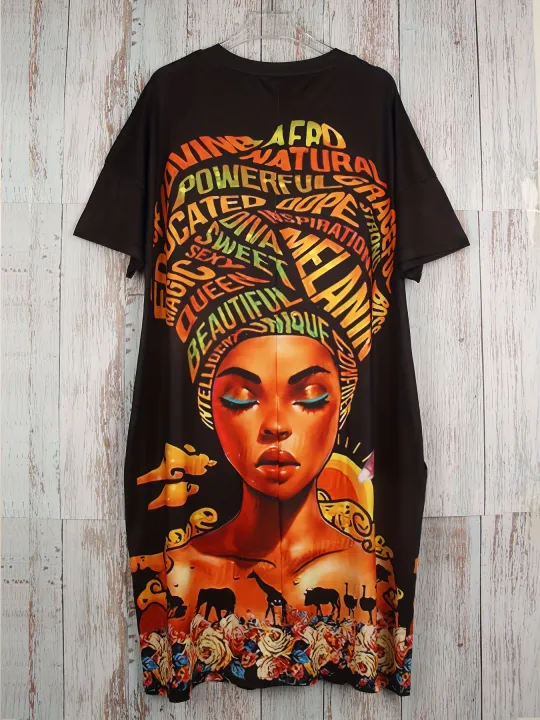 Plus%20Size%20Woman%20&%20Letter%20Print%20Pocket%20Dress%20Casual%20V%20Neck%20Short%20Sleeve%20Dress%20For%20Spring%20&%20Summer%20Women's%20Plus%20Size%20Clothing%20-%20Image%203