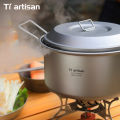 Tiartisan 2.1L/ 2.8L Titanium Camping Soup Pot Set Outdoor Lightweight Steamer with Steam Compartment Multi Functional Cookware. 