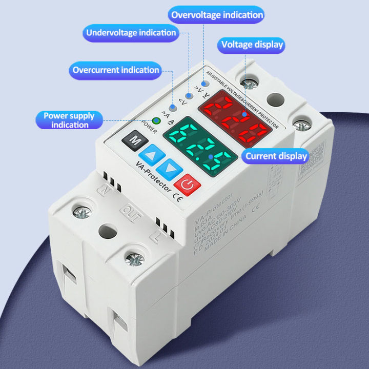 40A/63A%20Din%20Rail%20230V%20Adjustable%20Over%20Voltage%20and%20Under%20Voltage%20Protective%20Device%20Protector%20Relay%20Limit%20Over%20Current%20Protection%20-%20Image%204