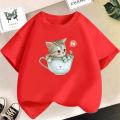 Cat Girls T Shirt Clothes Girls Animal Children T-Shirt Kids Summer Cat Lively Cute Funny Baby T Shirts Tops 2023. 