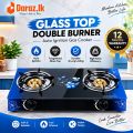 Glass Top Gas Cooker Double Burner. 