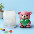 3D Bear Hug Love Silicone Candle Mold Diy Cute Bear Pet Candle Making Supplies Handmade Soap Plaster Resin Mold Home Decor .
