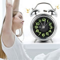 4 Inch Loud Alarm Clock With Nightlight for Heavy Sleepers, Metal Twin Bell Battery Operated Alarm Clock for Bedrooms Decoration. 