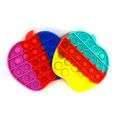 Apple shape Push Pop Bubble Fidget Spinner Pop It Silicone Toy - 5 inches - Rainbow. 