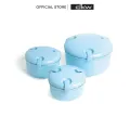 DKW Ho-1031/3 sets ear food storage box vacuum lid lock (3/3 sizes pack) (3 colors available) microwave heating food box food storage rice box. 