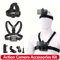 Adjustable All-in-One Action Camera Accessories Kit - Head Strap Chest Strap Mount Compatible with Hero Osmo SJCAM AKASO I.