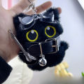 Punk Style Black Cat Keychain Cute Big Eye Cat Bag Charm  . 