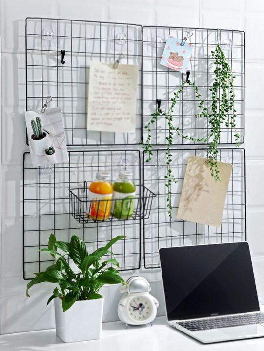 2%20pc%20Metal%20Mesh%20Grid%20Panel%20Photo%20Wall%20Decor%20Art%20Display%20Multi-Function%20Organizer%20Home%20-%20Image%202