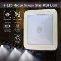 Smart Motion Sensor 6 LED Floor Ceiling Wall Light Wireless Auto On Off Energy Saving Plug Play Modern Square Design Home lightify. 