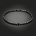 Magnetic Black Onyx Gold Bead Necklace Unisex Healing Therapy Jewelry For Men Women with Magnetic Clasp. 