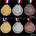 3 Pcs Set Metal Award Medals with Neck Ribbon Gold Silver Bronze  Style for Sports Academics or Any Competition Diameter 5.1cm. 